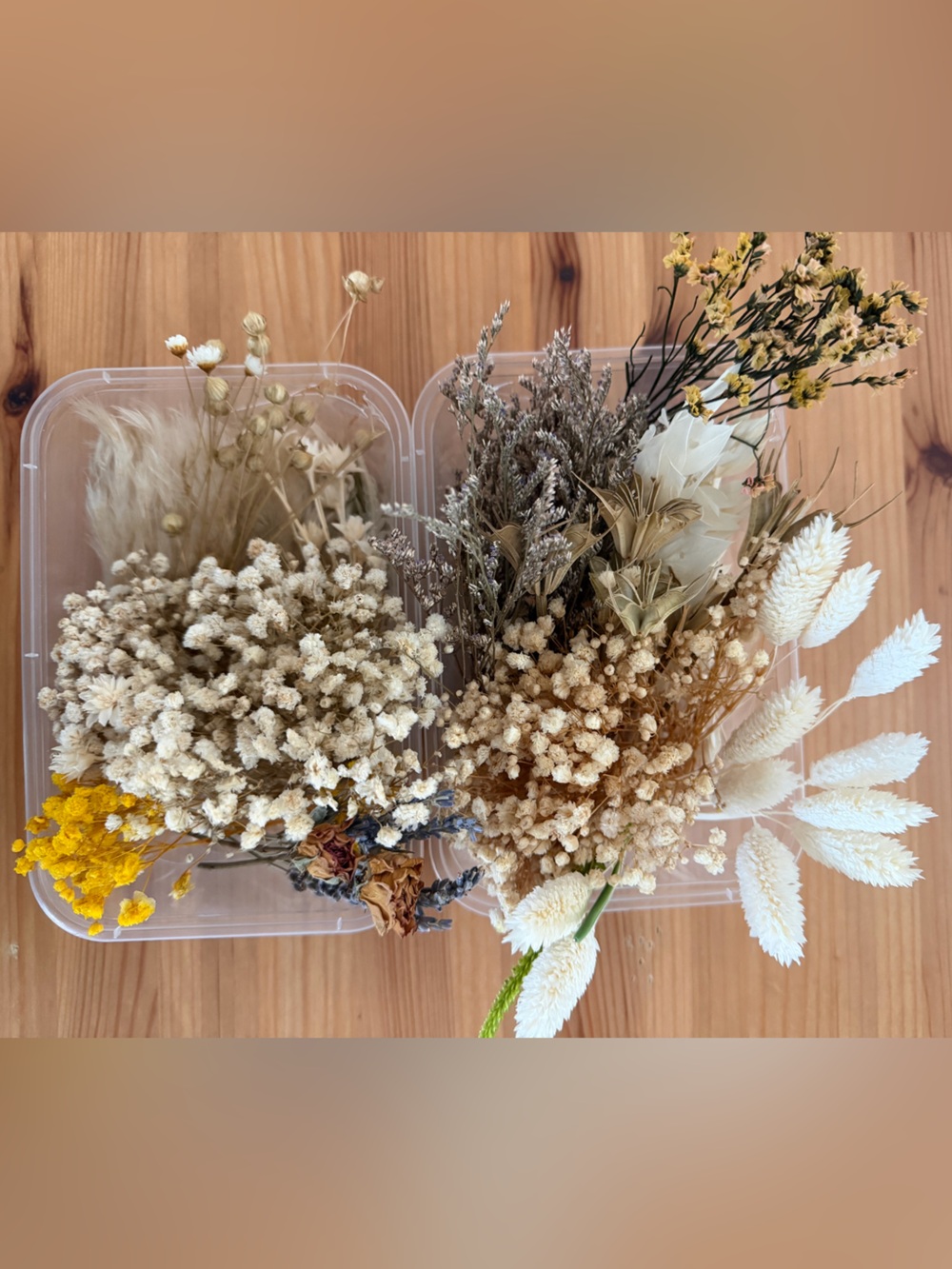 Artificial Dried Floral Mix Bouquet - Natural Cream & Yellow
